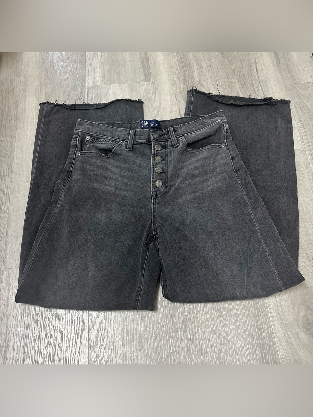 GAP High Rise Waist Wide Leg Button Up Black Denim Jeans Women’s Size 8/29